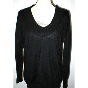 New NWT Designer Wool Sweater 44 Italy Womens 8 Zinco Black Kangaroo Pocket M